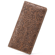 Personalized Retro Embossing Embossed Pu Leather Women&#39;s Long Wallet Flo... - $36.63