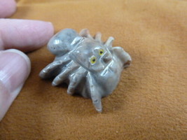 Y-SPI-28) little gray red TARANTULA spider gem stone carving SOAPSTONE s... - £6.75 GBP