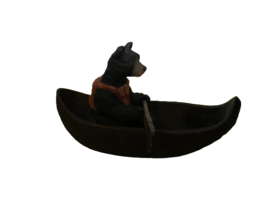 Vintage Heavy Resin Bear In Row Boat Figurine 7&quot;L x 4&quot;W - £12.48 GBP