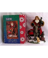 Vintage Christmas Santa Tabletop Fabric Mache Figurine Reindeer Animals 12&quot; - £15.18 GBP