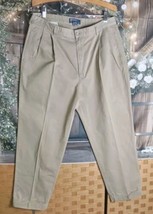 Polo Ralph Lauren Pants Men&#39;s Size 36x30 Khaki Hammond Trousers Pleated ... - $24.75