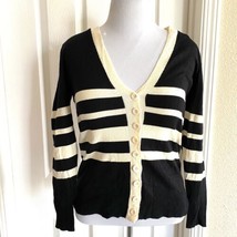 Cotton Emporium Nordstrom Women’s black Stripes Cardigan Sweater small - £15.42 GBP