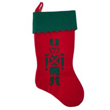 Medium Christmas Stocking Nutcracker Design Red Green Felt - €6,86 EUR