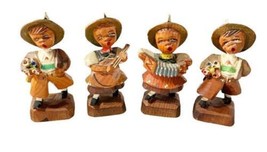 4 Vtg Schmocker Hand Carved Wooden Figures Singers, 1 Guitar, 1 Accordion - £68.79 GBP