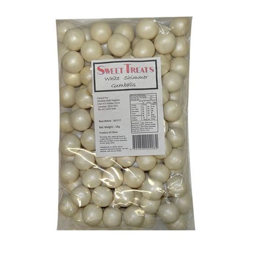 Sweet Treats Shimmer Gumballs Bulk 1kg - White - $40.18