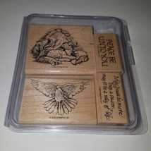 NEW Stampin Up Peace Be Unto You 4 Piece Rubber Stamp Set 2005 Lamb Lion Dove - £19.42 GBP