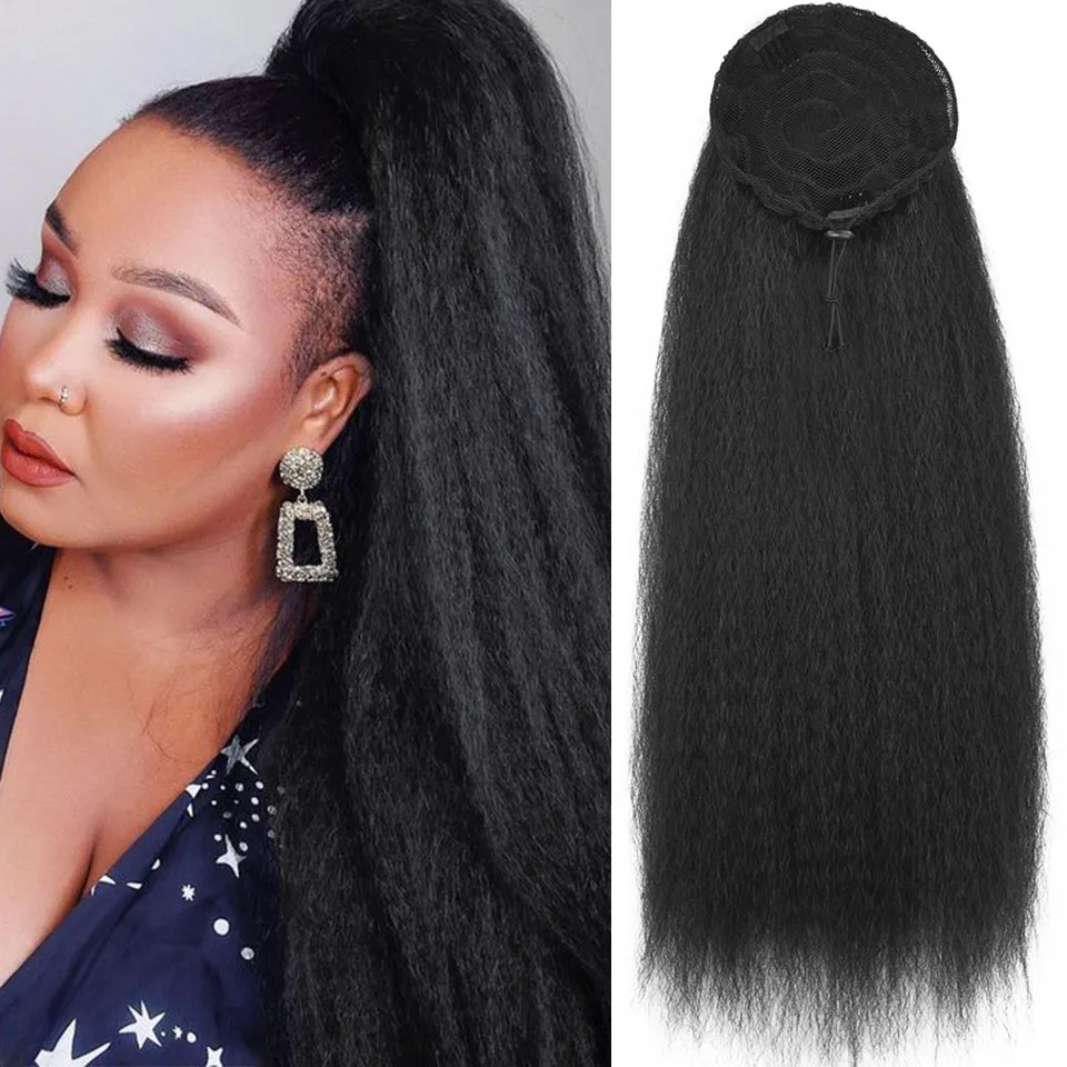 MyDiva Afro Long Straight Puff Ponytail Hair Extension Natural Synthetic Perm - £13.70 GBP+