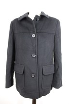 Vtg Fleurette 10P Black Loro Piana 100% Wool Button-Front Pea Coat - £76.36 GBP