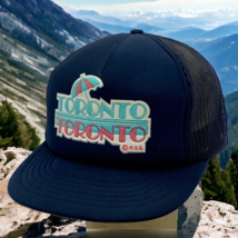 Vtg Toronto Teal and Salmon Puff Umbrella R.S.S Black Mesh Strapback Trucker Hat - £13.23 GBP