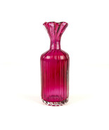 Cranberry Fluted Sack Vase with Tulip Top, Vintage Blown Glass, Thin Rib... - £43.80 GBP