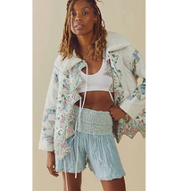 New Free People Jen&#39;s Pirate Booty Las Flores Bloomers $148 XS/S Blue Shorts - £50.20 GBP