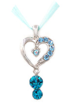 Glamorous Blue Aquamarine Swarovski element crystal love heart pendant necklace - £8,012.15 GBP