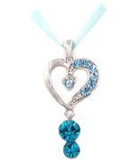 Glamorous Blue Aquamarine Swarovski element crystal love heart pendant necklace - $9,999.00
