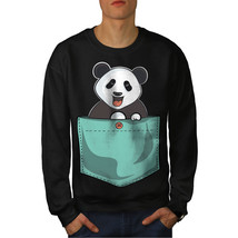 Wellcoda Cute Lil Panda Mens Sweatshirt, Pocket Bear Casual Pullover Jumper - £23.90 GBP+