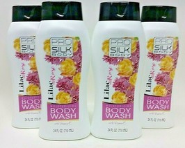 ( LOT 4 ) ProSilk Body Wash w/ LILAC &amp; ROSE with Vitamin E Moisturizing 24 oz Ea - £31.57 GBP