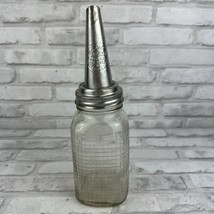 Vintage Motor Oil Dispensing Glass Bottle W/Metal Spout J Rivers On Bottom - $27.29