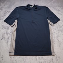 Lands End Polo Shirt Adult M 38-40 Navy Blue Beige Casual Golf Golfing Rugby Men - £20.17 GBP