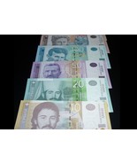Serbia Dinar Banknotes Set 10, 20, 50, 100 Dinara Tesla, 200, UNC - $272.75 MXN