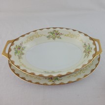 Antique Oval Floral Platter Meito Lot Dalton HP Gold Serving China Japan Dish - £14.17 GBP