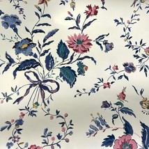 2 x Vintage Waverly Wallpaper Pre-Pasted Floral 557101 Retired Boho Cream Blue R - £51.95 GBP