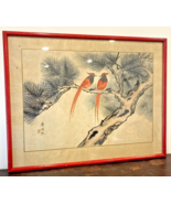 Chinese Watercolor "XU Beihong" 1895-1953  Love Birds In Tree Framed SGD. Beauty