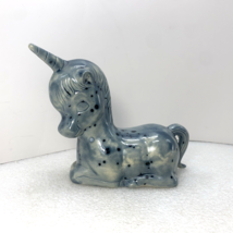 Handcrafted 5&quot; Ceramic Mold Baby Unicorn Glossy Blue Sculpture Figurine Vintage - $25.00