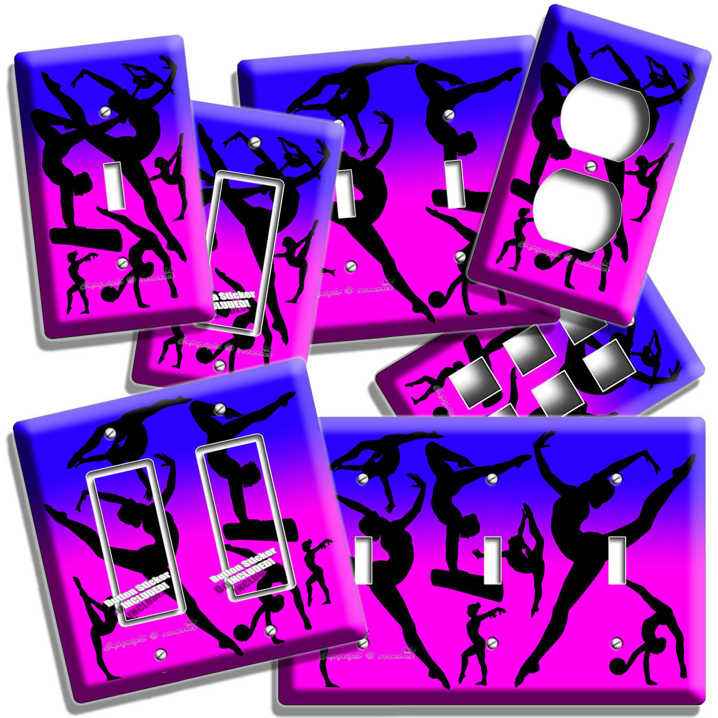 FLEXIBLE GYMNAST LIGHT SWITCH OUTLET WALL PLATE GIRL ROOM DANCE STUDIO ART DECOR