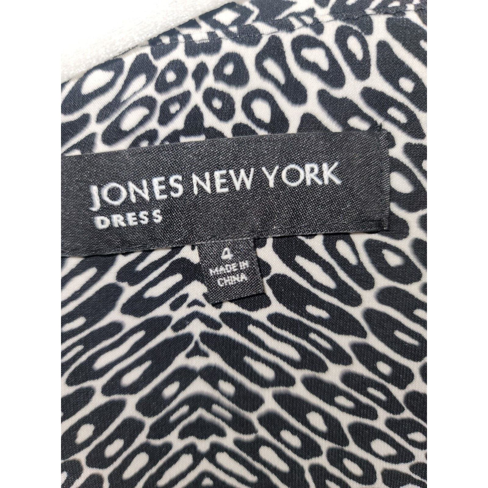 Jones New York White & Black Polyester Collared Half Sleeve Knee Length Dress 4 Item image 7
