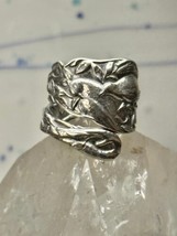 Spoon ring birds peace dove pigeons  band size 6.50 leaves floral sterling silve - £45.94 GBP