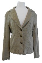 Nanweena Womens Blazer Embroidered Linen Blend Jacket Size Medium  - £9.41 GBP