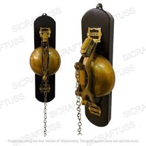 Brass Door Bell with wooden base, Victorian Door Hanging Bell for Home Decor. - £74.49 GBP