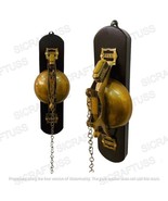 Brass Door Bell with wooden base, Victorian Door Hanging Bell for Home D... - £73.30 GBP