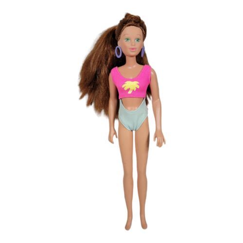 Hasbro 1987 Vtg Ashley FrienMaxie Fashion Doll brown Hair green Eyes swim suit - $19.39