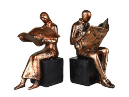 Bookends Man and Woman Couple Reading Set Of 2 Pieces Art Sculpture Decor Gift - £48.32 GBP