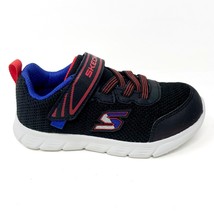 Skechers Boys Comfy Flex Mini Trainer Black Red Blue Toddler Size 6 Sneakers - £19.89 GBP
