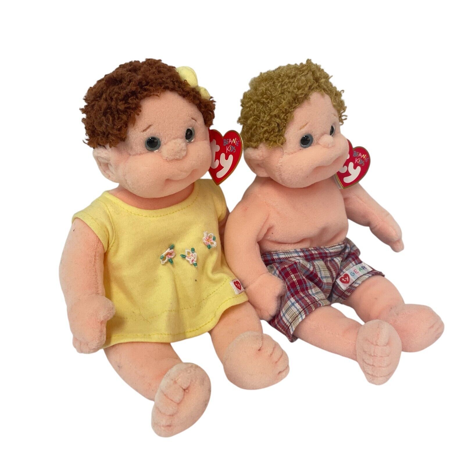 Ty Beanie Kids Dolls Curly Girl And Boomer Boy Bean Filled Toys With Tag... - $14.52
