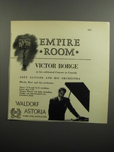 1952 Waldorf Astoria hotel Advertisement - Victor Borge - Empire Room - £14.78 GBP
