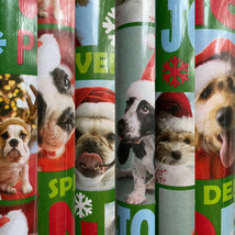 1 Roll Christmas Dog Puppy Lover Santa Hat Christmas Gift Wrapping Paper - £3.52 GBP