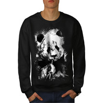 Wellcoda Eating Panda Face Mens Sweatshirt, Cute Casual Pullover Jumper - $30.17+