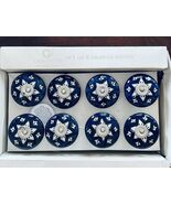 Set 8 Casa Decor Ceramic Drawer Cabinet Pull Knobs Handmade Blue Polish ... - $23.76
