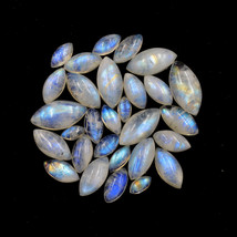 29 Pcs Natural White Rainbow Moonstone Gemstone Cabochon Lot Calibrated, R30799 - £32.23 GBP