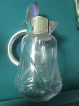GERMAN GLASS PITCHER ICE CHILLER INSERT CLEAR CUT GLASS BODY 11&quot; - $123.75