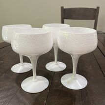 Old Morgantown Solid White Vision Flower Etched Saucer Champagne Glass S... - $168.29