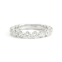 Round Diamond Single Prong Bead Set Wedding Band Ring 14K White Gold, 1.04 CTW - £1,866.00 GBP