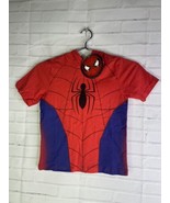 Marvel Comics Spiderman Hooded Short Sleeve Red Blue Top T-Shirt Boys Si... - £11.05 GBP