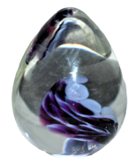 Vintage Signed Egg Shape Art Glass Paperweight Purple &amp; Lavender Swirl - $27.35 CAD