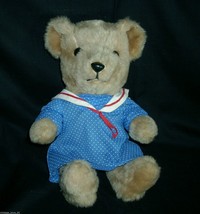 14&quot; Vintage Trudy Toys Tan Brown Teddy Bear Girl Dress Stuffed Animal Plush Toy - £18.91 GBP