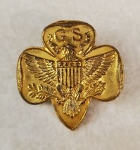 Vintage Goldtone Girl Scout GS Eagle Pinback Small Girl Scouts Pin - $14.65
