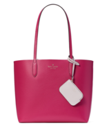 New Kate Spade Ava Reversible Tote Pouch Double Faced Leather Plum Wine ... - $2,264.82 MXN