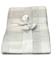 Holiday Tablecloth White 10% Silver Lurex 90% Cotton Window Pane 60" x 102" - $24.75